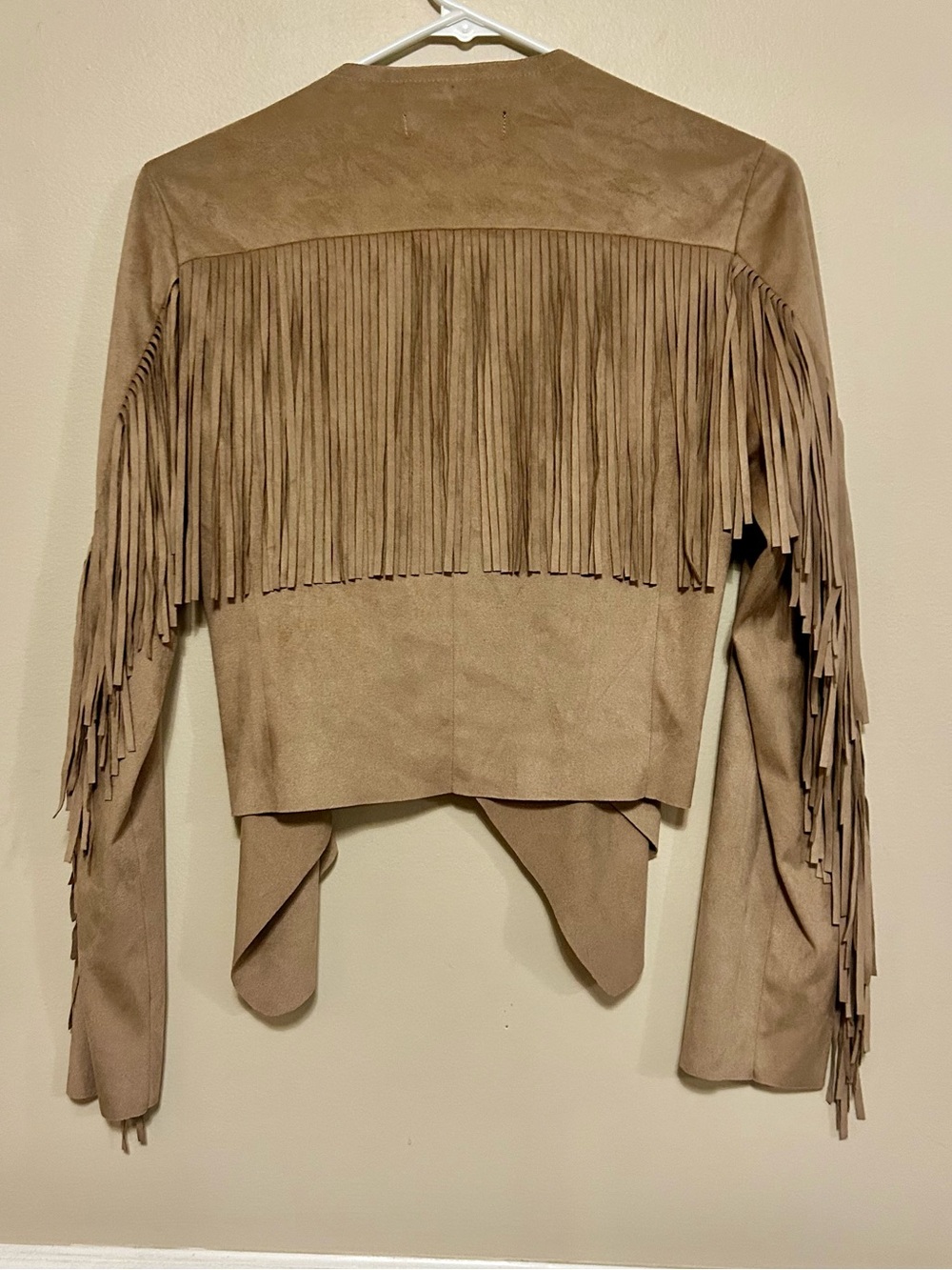 Forever 21 Taupe Fringe Suede-Style Women's Jacket